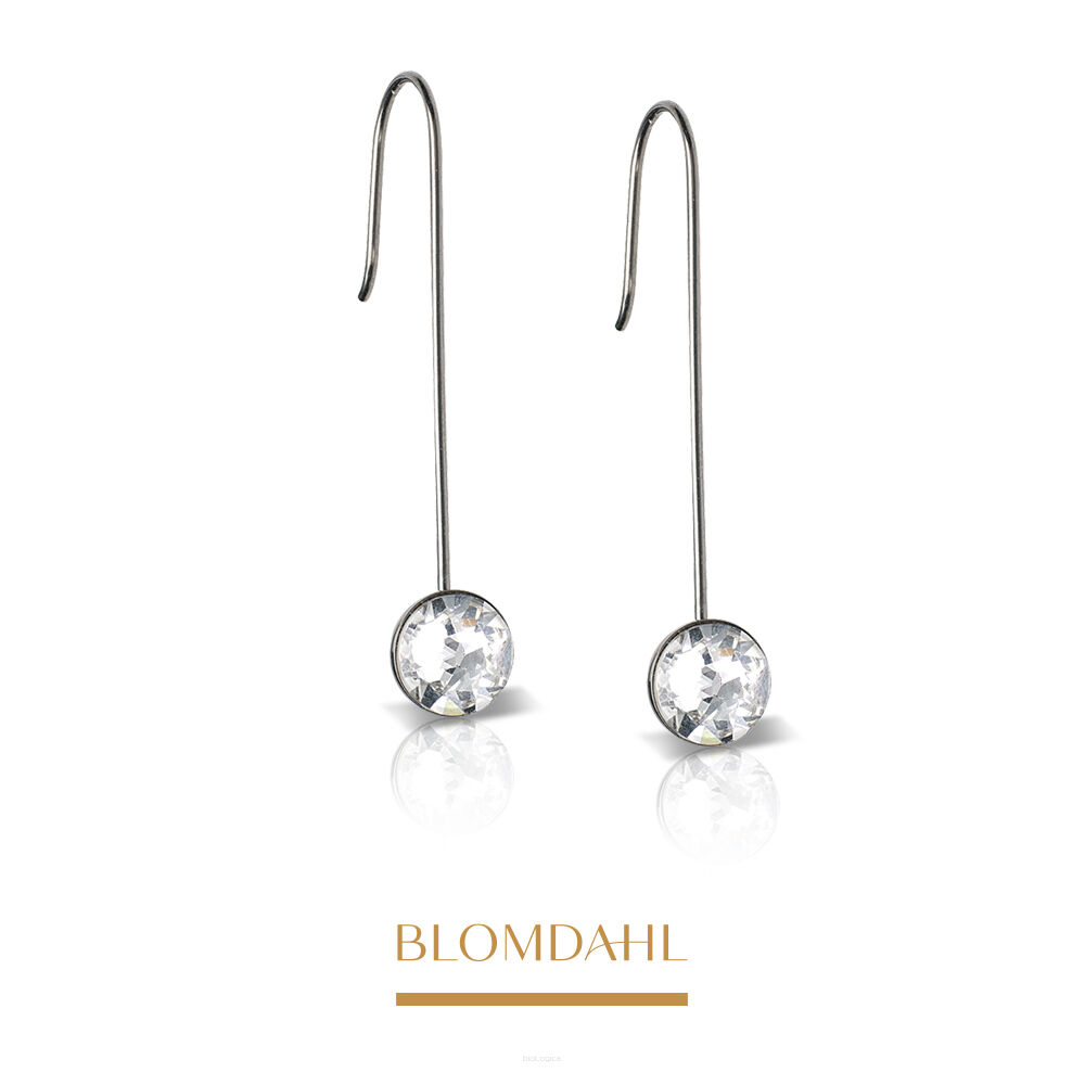 Kolczyki hipoalergiczne Straight Pendant Bezel Crystal 8 mm 