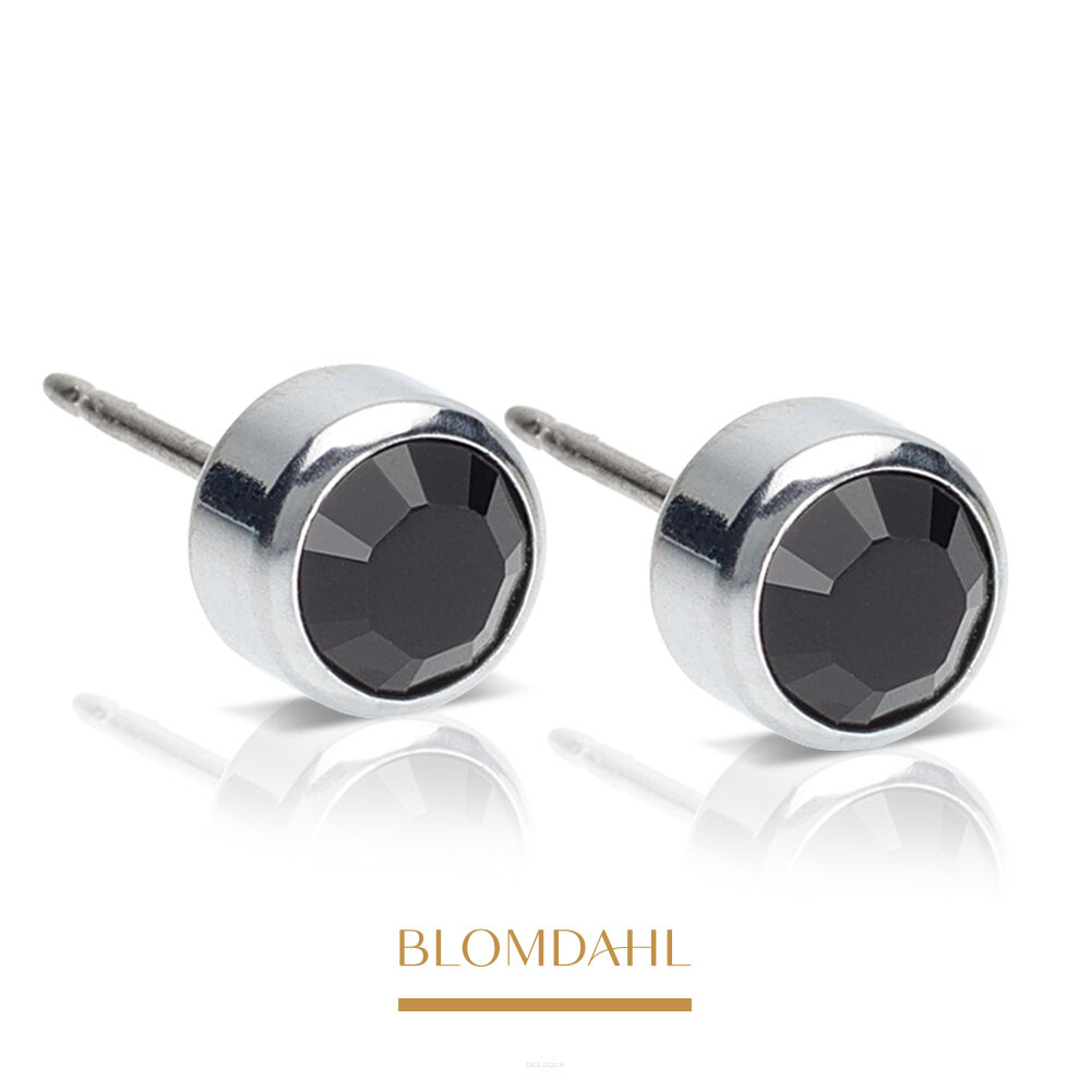 Kolczyki hipoalergiczne Bezel Black 5 mm 