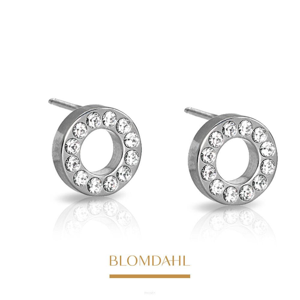 Kolczyki hipoalergiczne Brilliance Puck Hollow Crystal 8 mm 