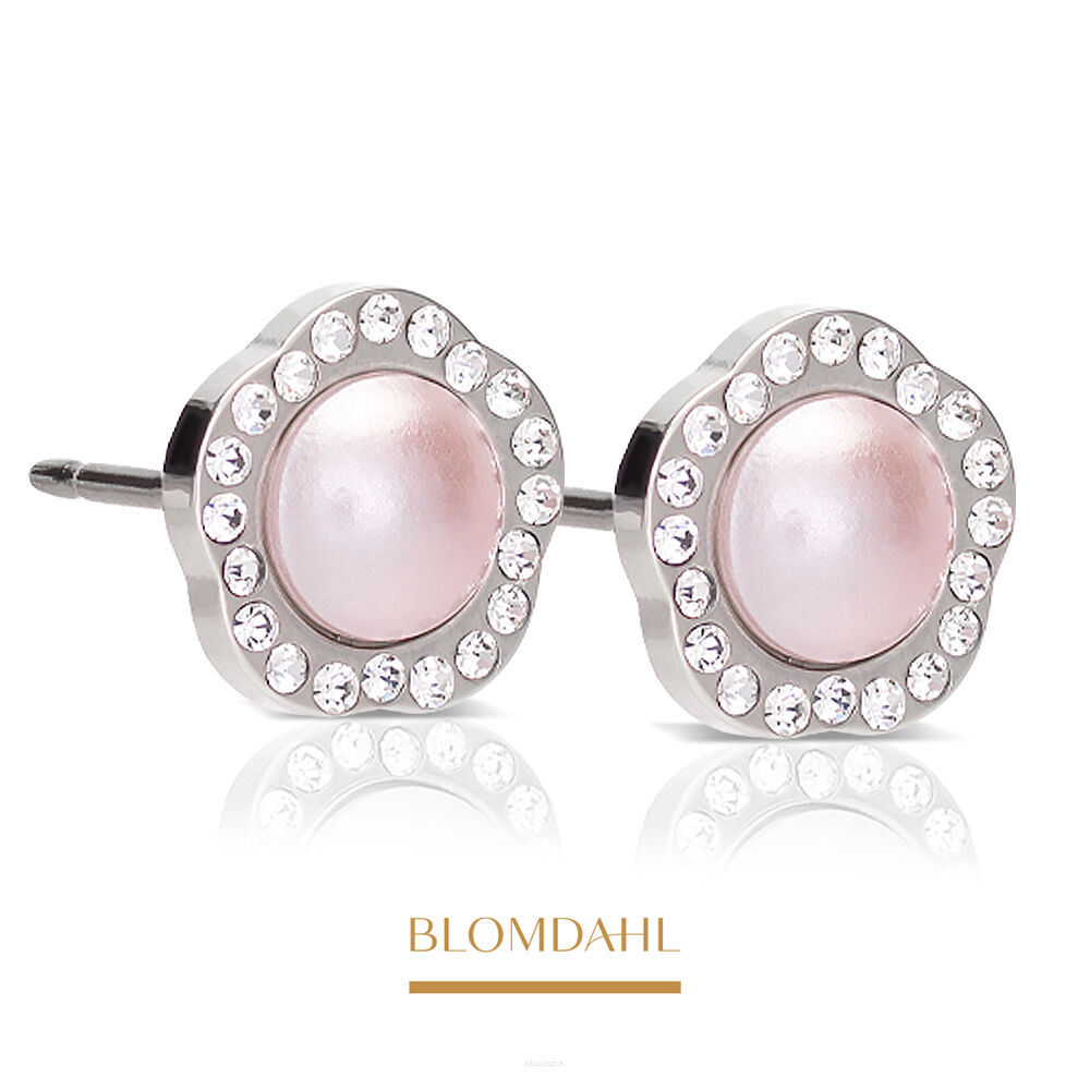 Kolczyki hipoalergiczne Brilliance Fancy Pearl Crystal / Light Rose 8 mm