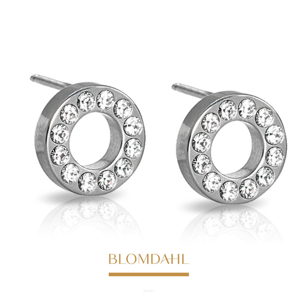 Kolczyki hipoalergiczne Brilliance Puck Hollow Crystal 10 mm 