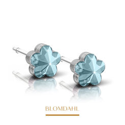 Kolczyki hipoalergiczne Flower Aquamarine 6 mm 
