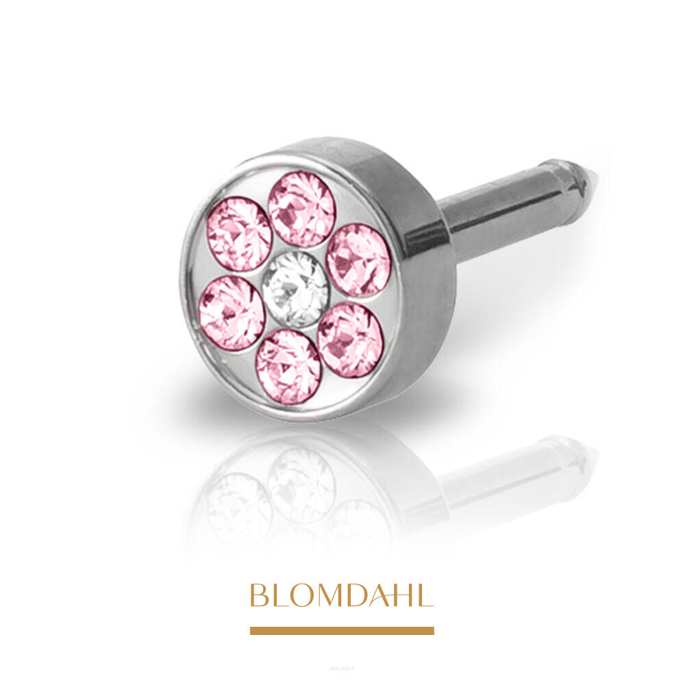 Kolczyk przekłuciowy Brilliance Plenary Light Rose/ Crystal 5 mm