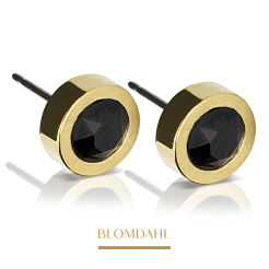 Kolczyki hipoalergiczne Grand Bezel Black 8 mm