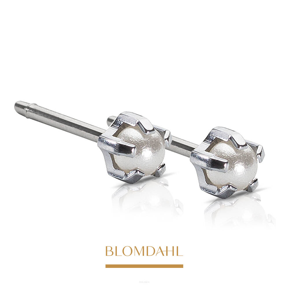 Kolczyki hipoalergiczne Tiffany Pearl White 4 mm 