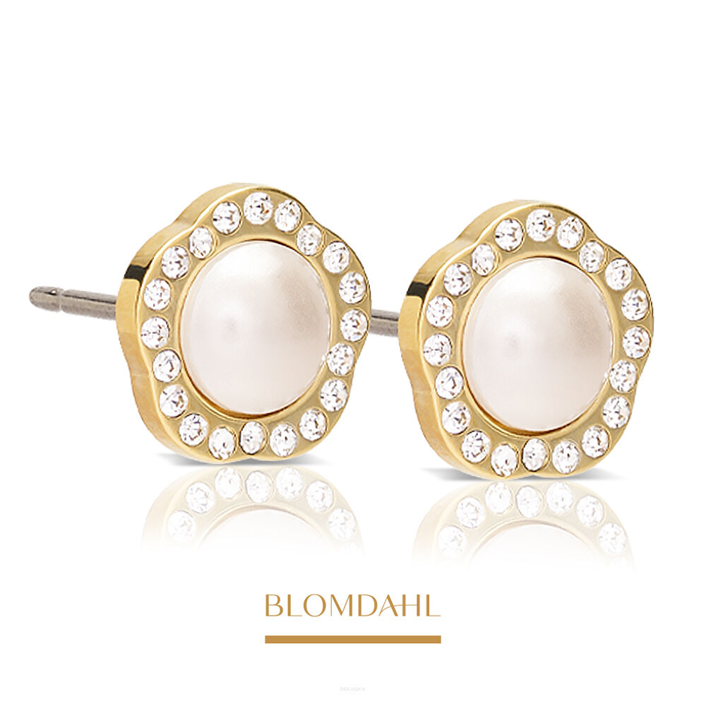 Kolczyki hipoalergiczne Brilliance Fancy Pearl Crystal / White 8 mm