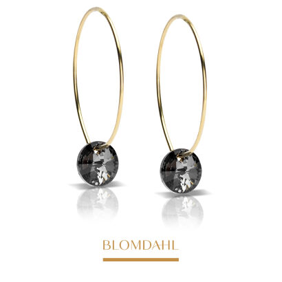 Kolczyki hipoalergiczne Round Black Diamond 8 mm Ring 25 mm 