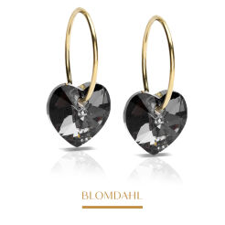 Kolczyki hipoalergiczne Heart Black Diamond 10 mm Ring 14 mm 