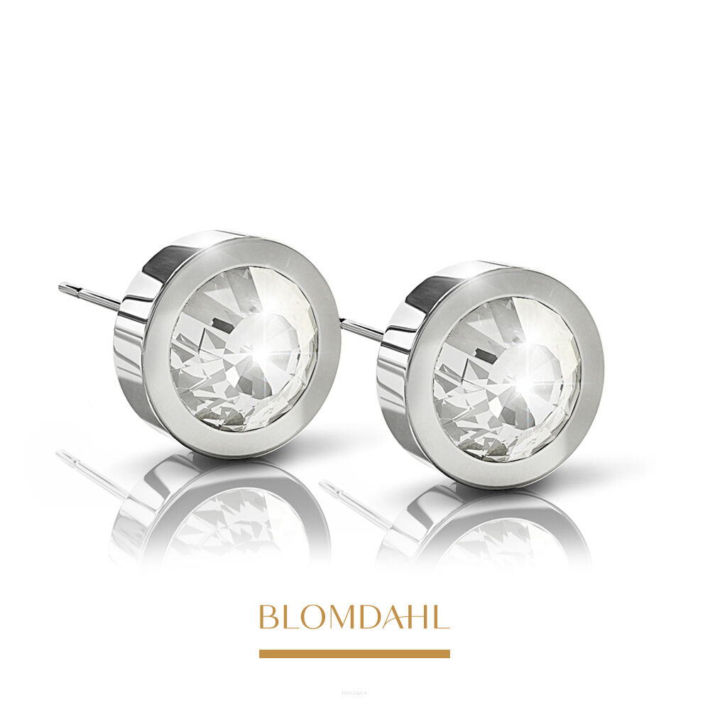 Kolczyki hipoalergiczne Grand Bezel Crystal 8 mm 