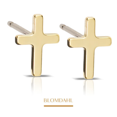 Kolczyki hipoalergiczne Plain Cross 8 mm