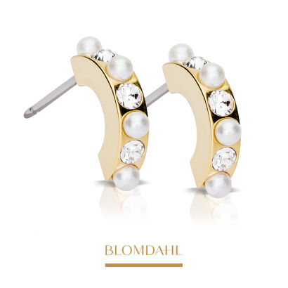 Kolczyki hipoalergiczne Pendant Mixed Curved Crystal / White 10 mm