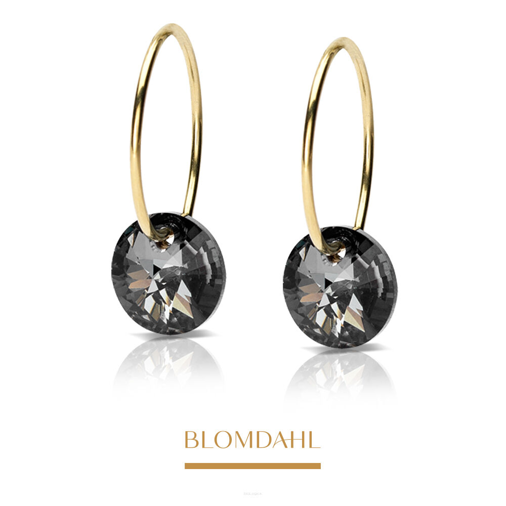 Kolczyki hipoalergiczne Round Black Diamond 8 mm Ring 14 mm 