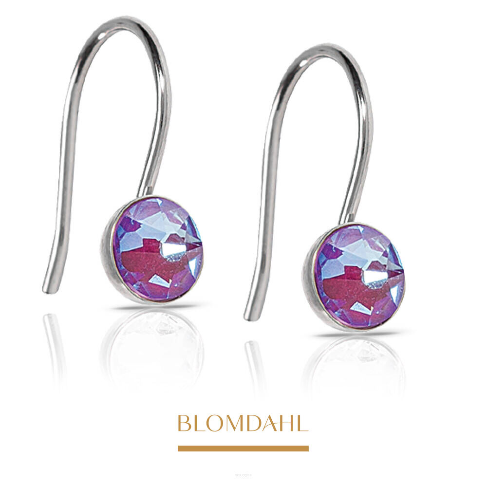 Kolczyki hipoalergiczne Pendant Bezel Shiny Violet 5 mm 