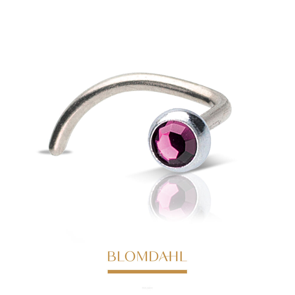 Kolczyk hipoalergiczny do nosa Bezel Lilac 3 mm 