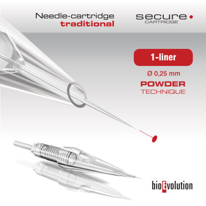 Kartridż - igła tradycyjna1-liner 0.25 POWDER TECHNIQUE SECURE