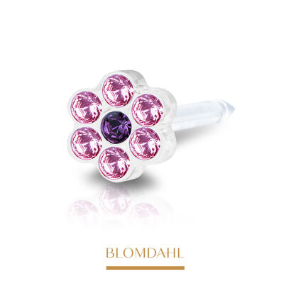 Kolczyk przekłuciowy Daisy Light Rose/ Amethyst 5 mm