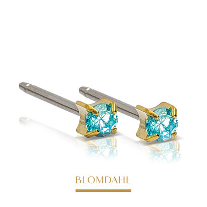 Kolczyki hipoalergiczne Tiffany Cz Aquamarine 3 mm 