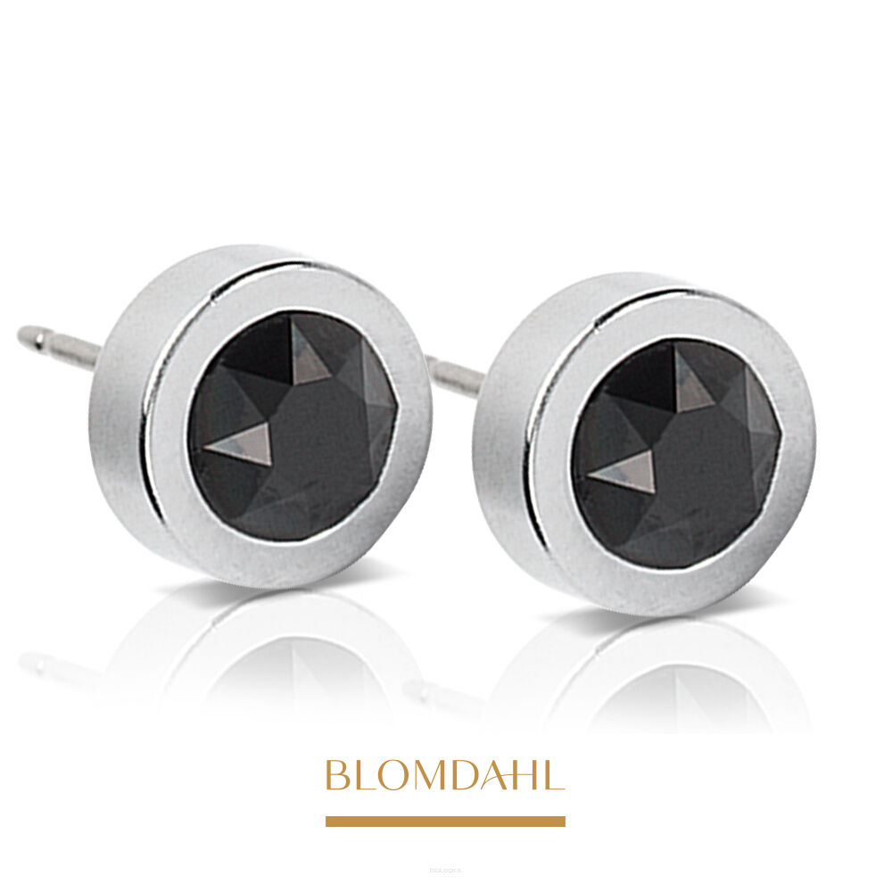 Kolczyki hipoalergiczne Grand Bezel Black 8 mm 