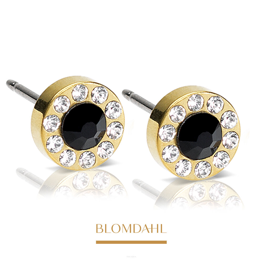 Kolczyki hipoalergiczne Brilliance Halo Crystal/Black 6 mm 