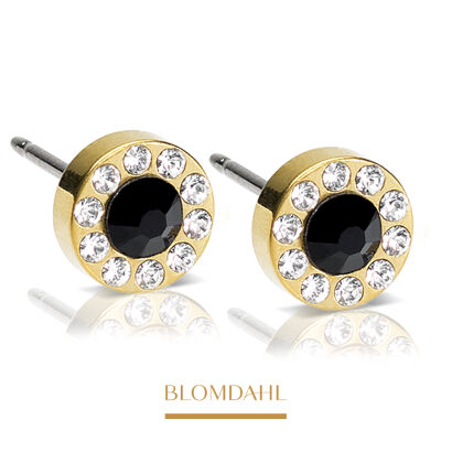 Kolczyki hipoalergiczne Brilliance Halo Crystal/Black 6 mm 