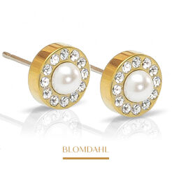 Hypoallergenic Earrings Brilliance Halo Pearl White 8 mm