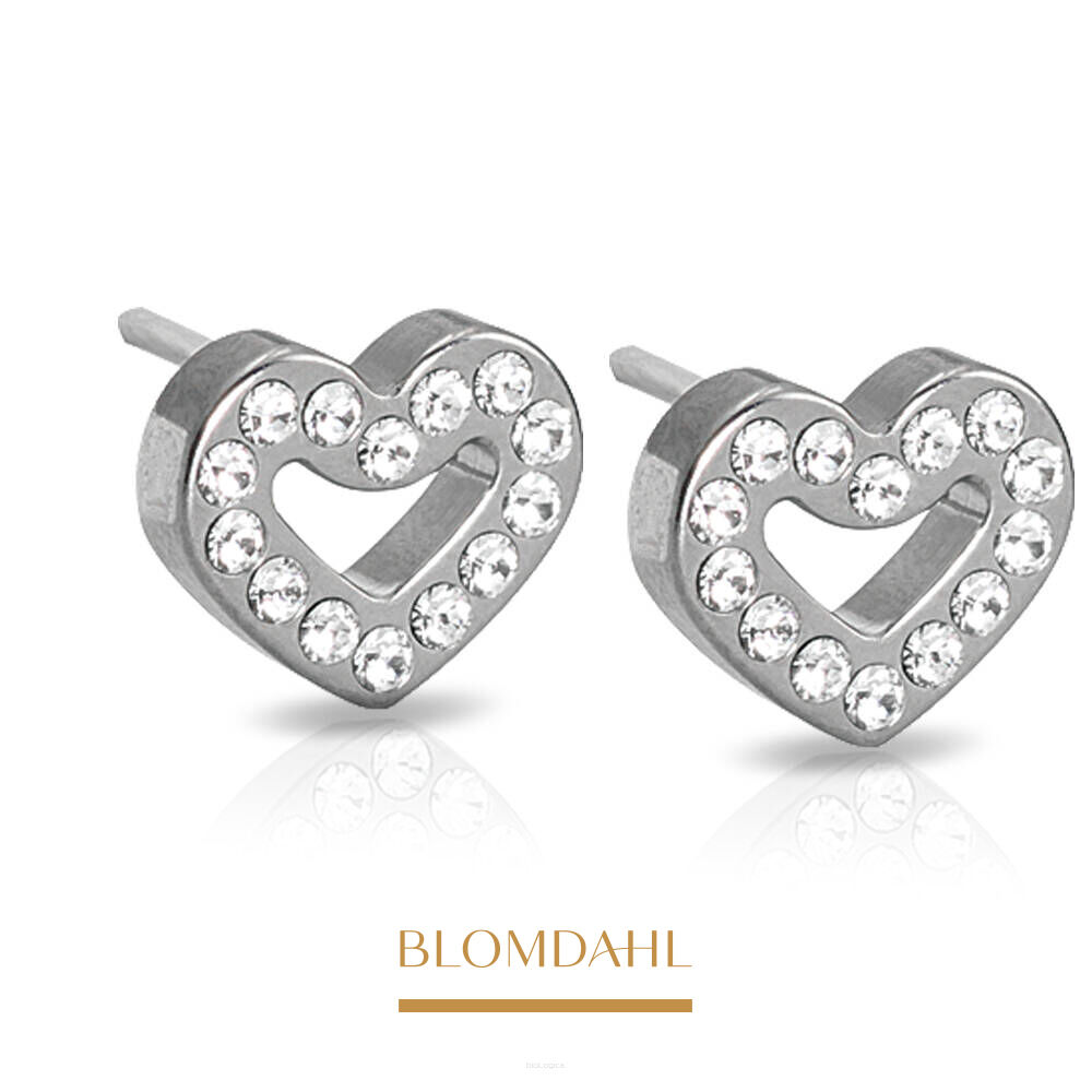 Kolczyki hipoalergiczne Brilliance Heart Hollow Crystal 8 mm 