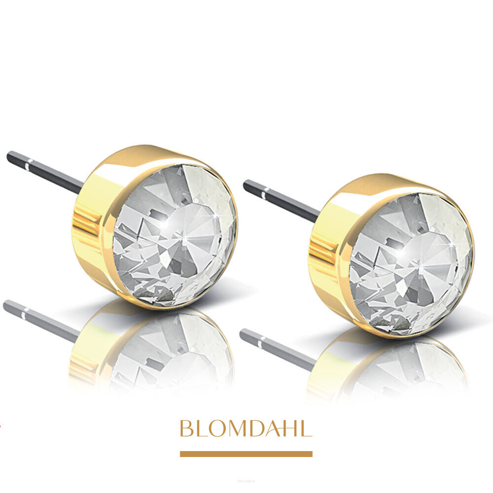 Kolczyki hipoalergiczne Bezel Crystal 6 mm 