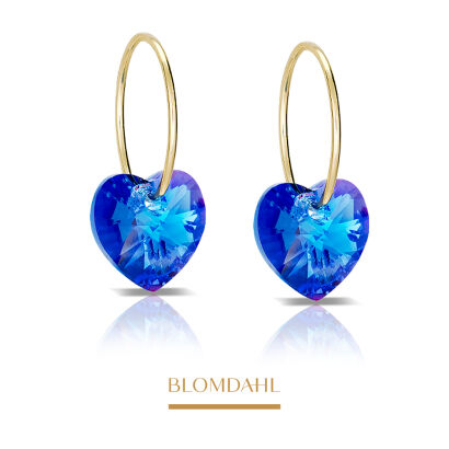 Kolczyki hipoalergiczne Heart Sapphire 10 mm Ring 14 mm