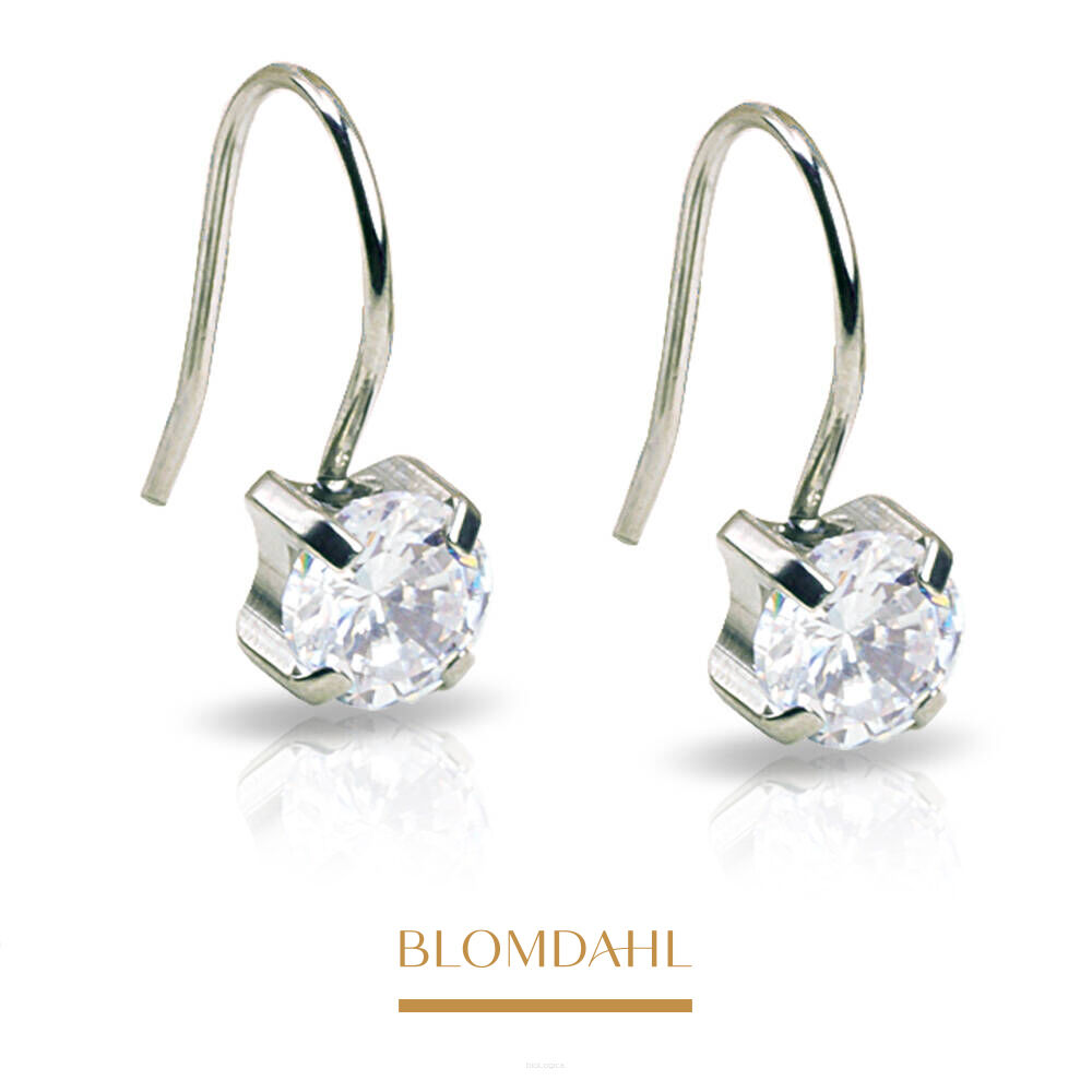 Kolczyki hipoalergiczne Pendant Tiffany CZ White 7 mm 