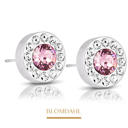 Kolczyki hipoalergiczne Brilliance Halo Crystal/ Light Rose 8 mm 