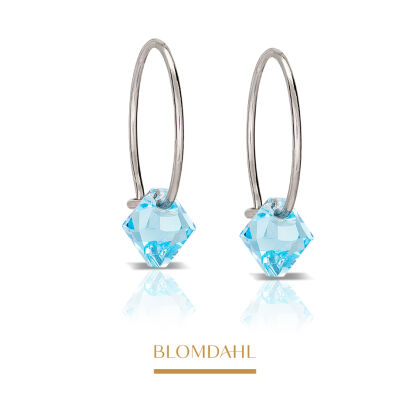 Kolczyki hipoalergiczne Bicone Aquamarine 6 mm