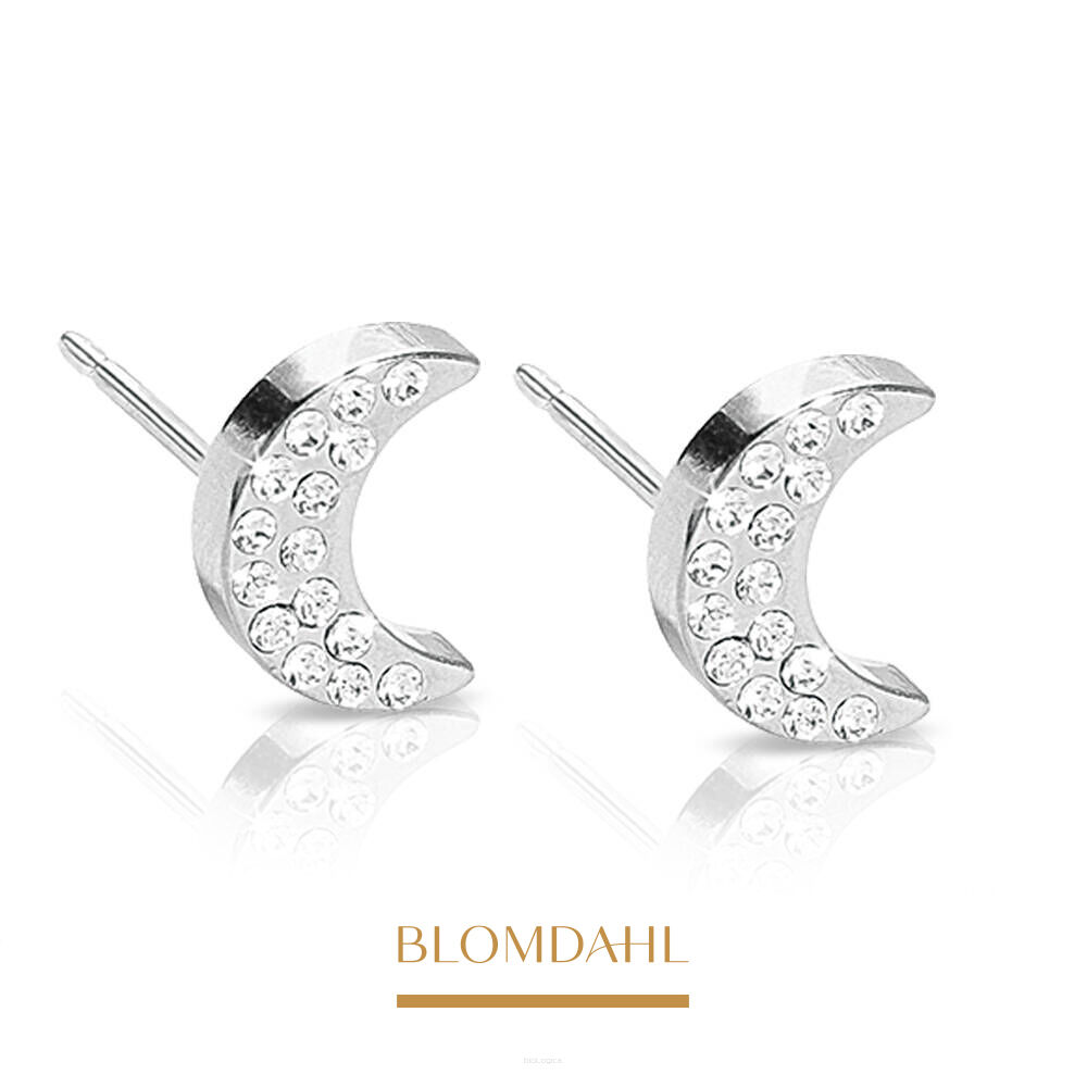 Kolczyki hipoalergiczne Brilliance Moon Crystal 8 mm 