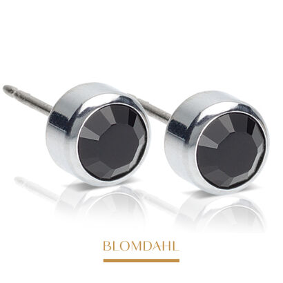Kolczyki hipoalergiczne Bezel Black 6 mm 