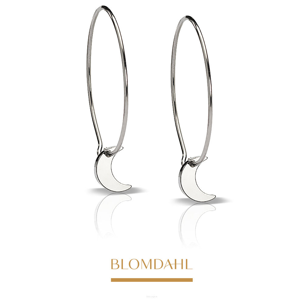 Kolczyki hipoalergiczne Ear Ring Pendant Moon 8 mm Ring 25 mm 