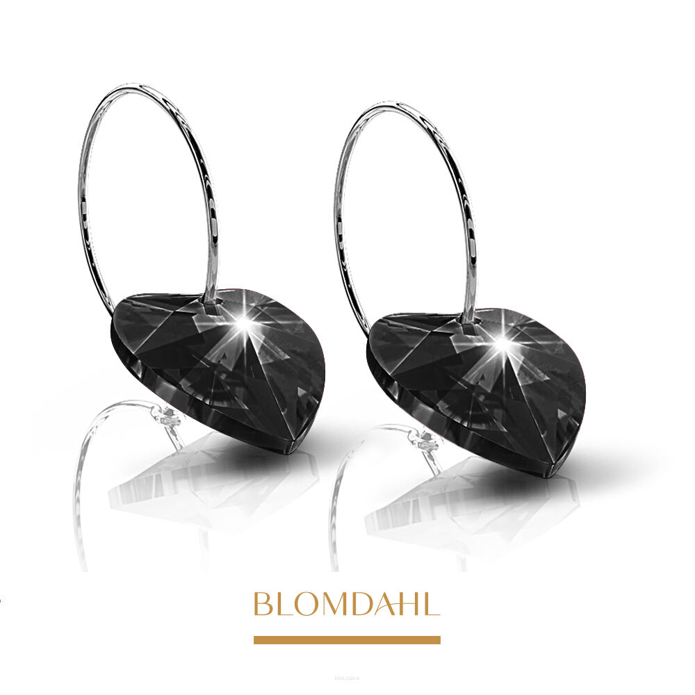 Kolczyki hipoalergiczne Heart Black Diamond 10 mm 