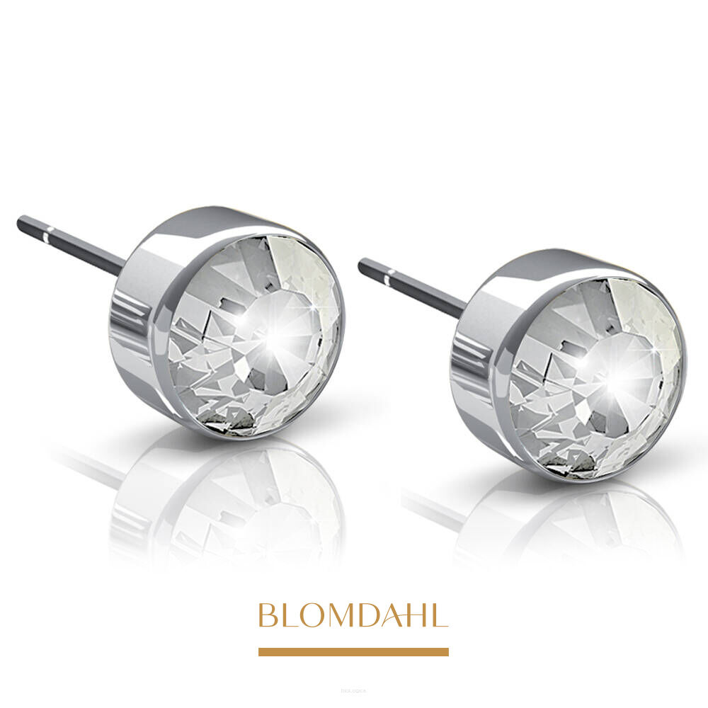Kolczyki hipoalergiczne Bezel Crystal 6 mm 