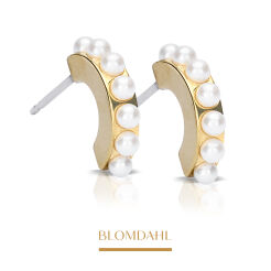 Kolczyki hipoalergiczne Pendant Pearl Curved White 10 mm 