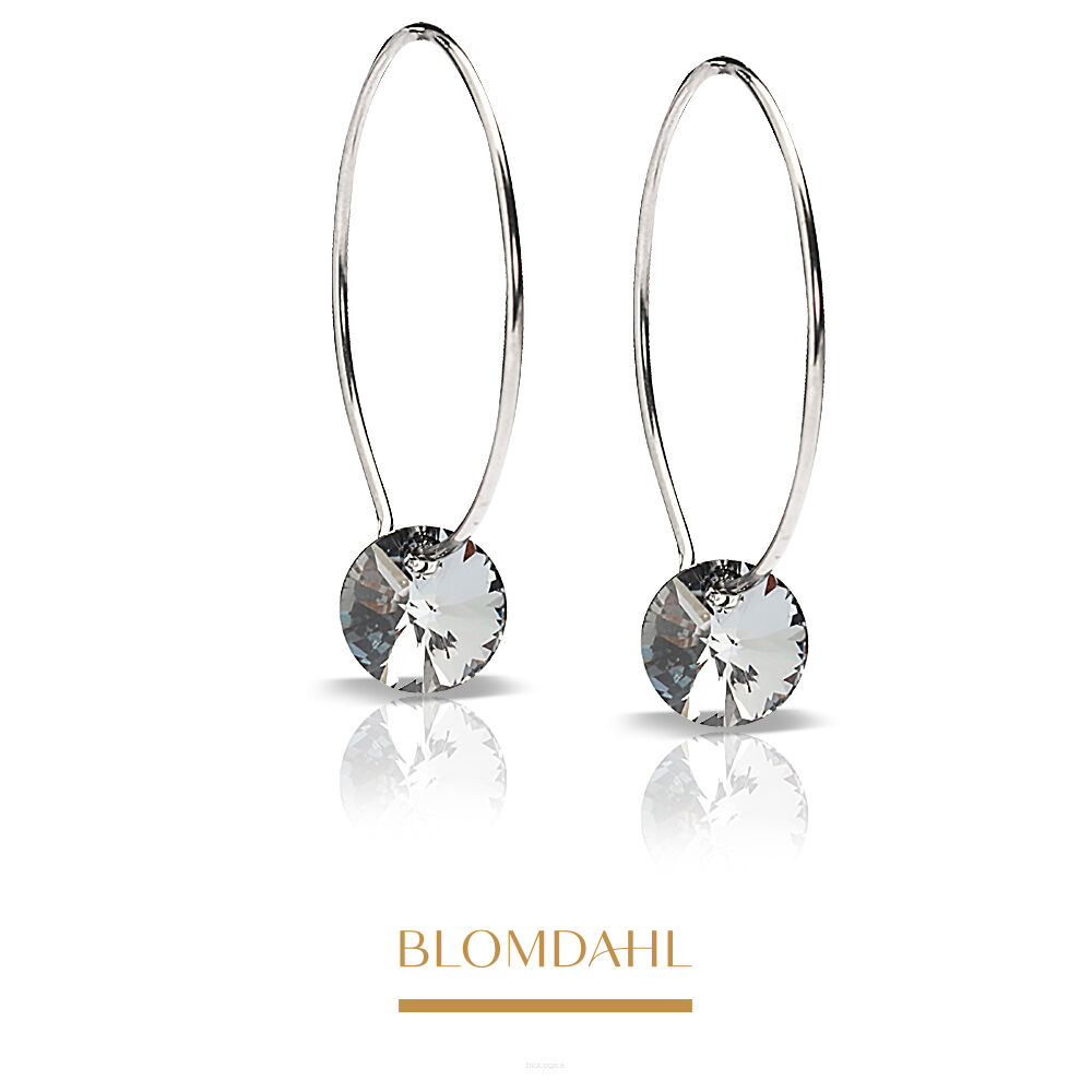Kolczyki hipoalergiczne Ear Ring Round Black Diamond 8 mm Ring 25 mm 
