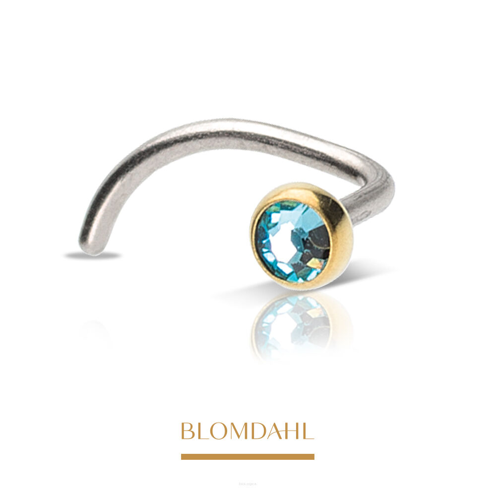 Kolczyk hipoalergiczny do nosa Bezel Aquamarine 3 mm SFJ 