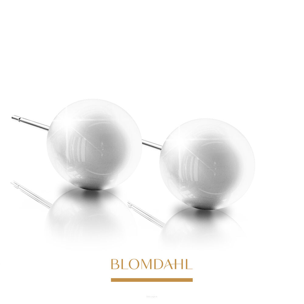 Kolczyki hipoalergiczne Pearl White 8 mm 
