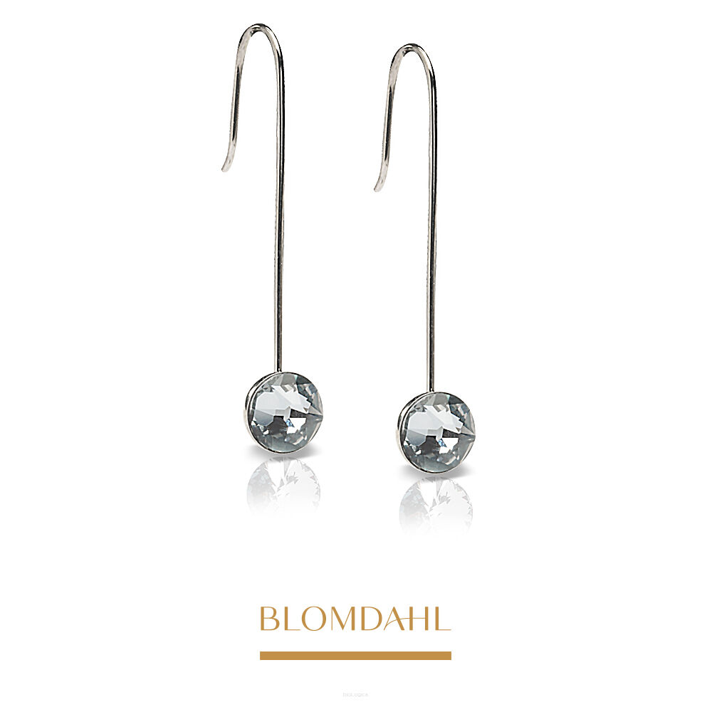 Kolczyki hipoalergiczne Straight Pendant Bezel Black Diamond 8 mm 